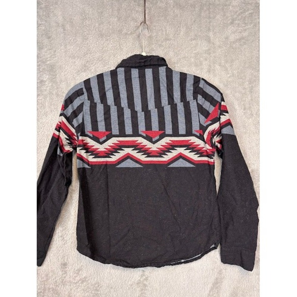 Roper Border Kids Large Black Southwestern Aztec‎ Western Button Down Shirt L - Picture 2 of 7